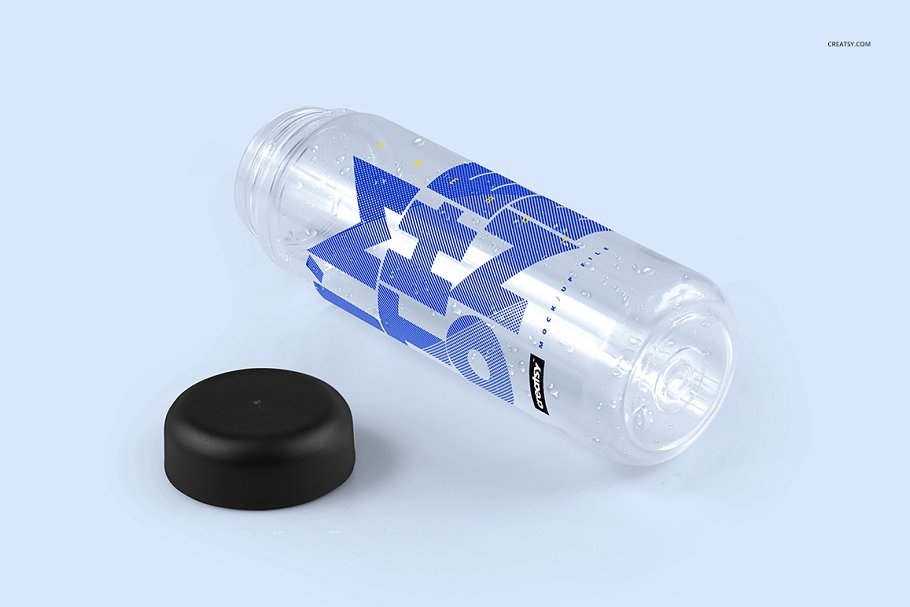 透明塑料水瓶设计效果图样机模板 Clear Water Bottle Mockup Set_img_1