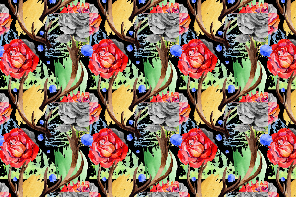 鲜艳玫瑰红色花卉水彩剪贴画套装 Roses Red PNG Watercolor Flower Set_img_1