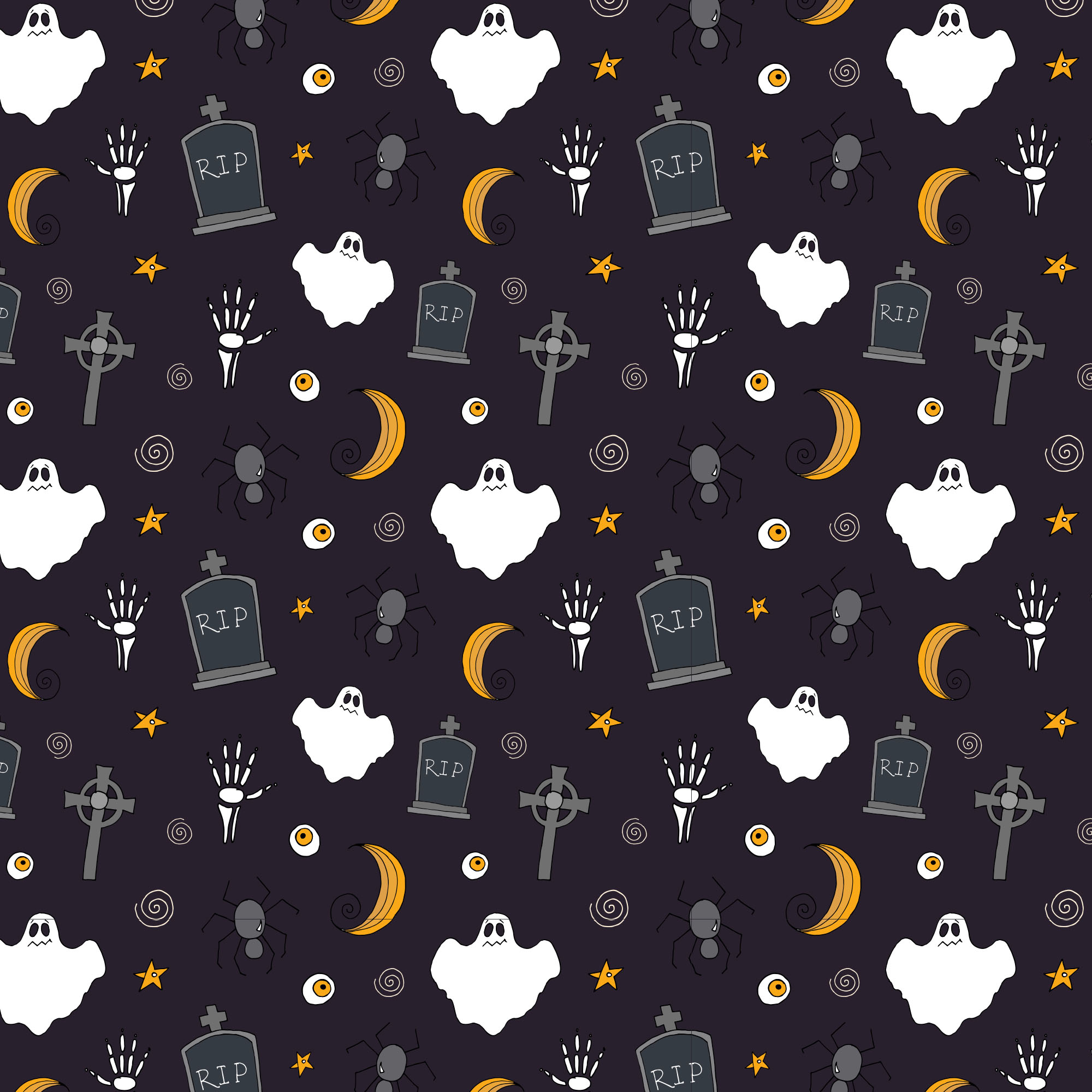 可爱万圣节矢量图案平面设计素材包 Halloween Vector Elements & Patterns – Part II_img_1