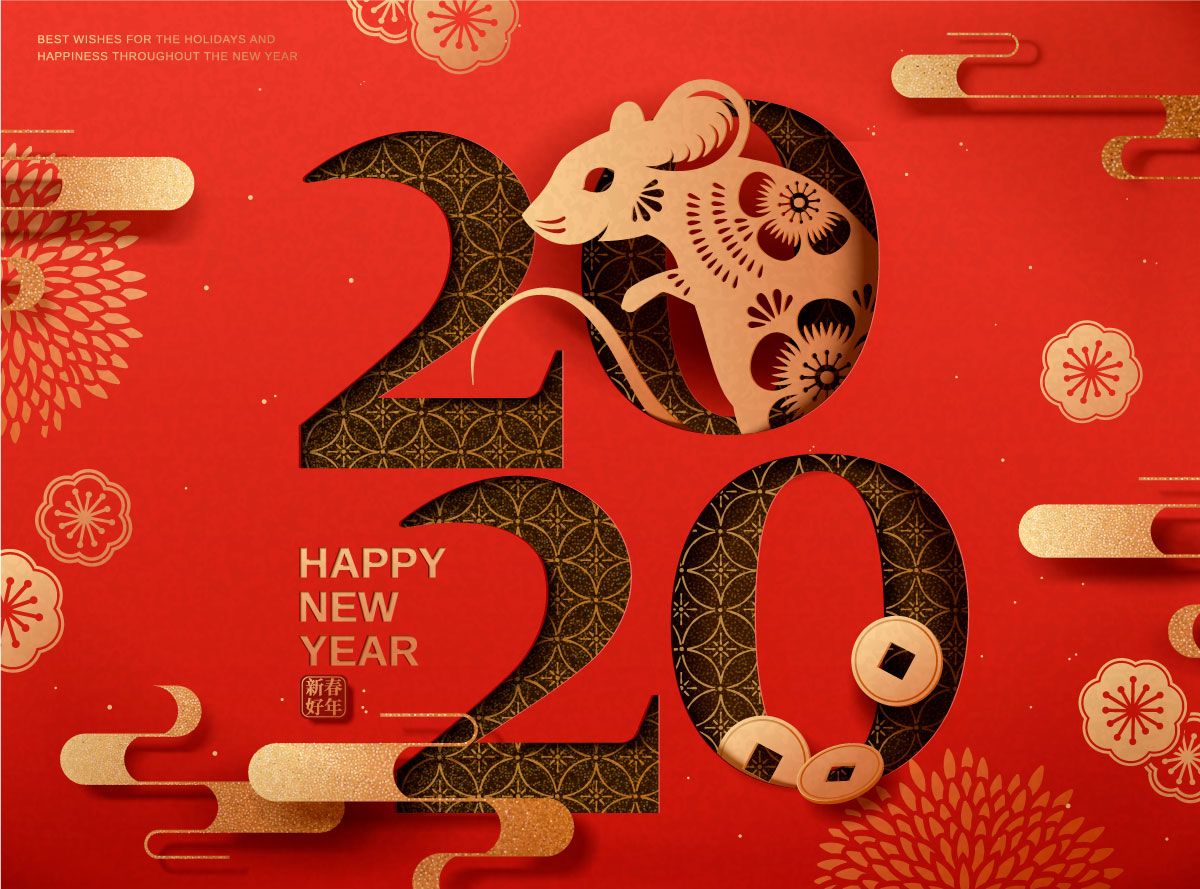 2020鼠年春节中国新年平面设计矢量图案素材包 2020 Chinese New Year Graphic Design VectorPack_img_1