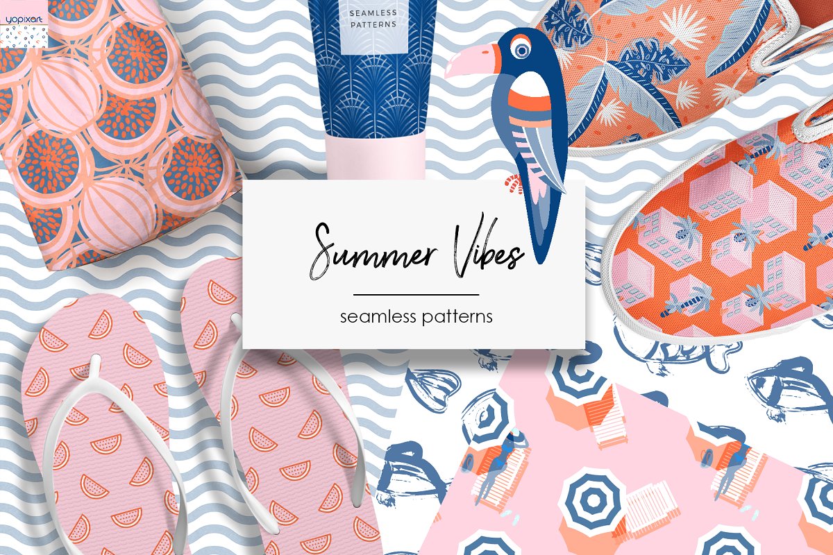 图块式高质量夏日海边元素矢量剪贴画套装 Summer Vibes - Graphics & Patterns_img_1