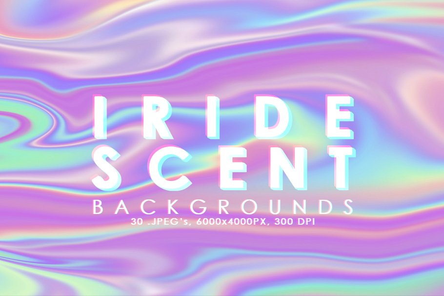 抽象彩虹色背景纹理套装 Iridescent Abstract Backgrounds_img_1