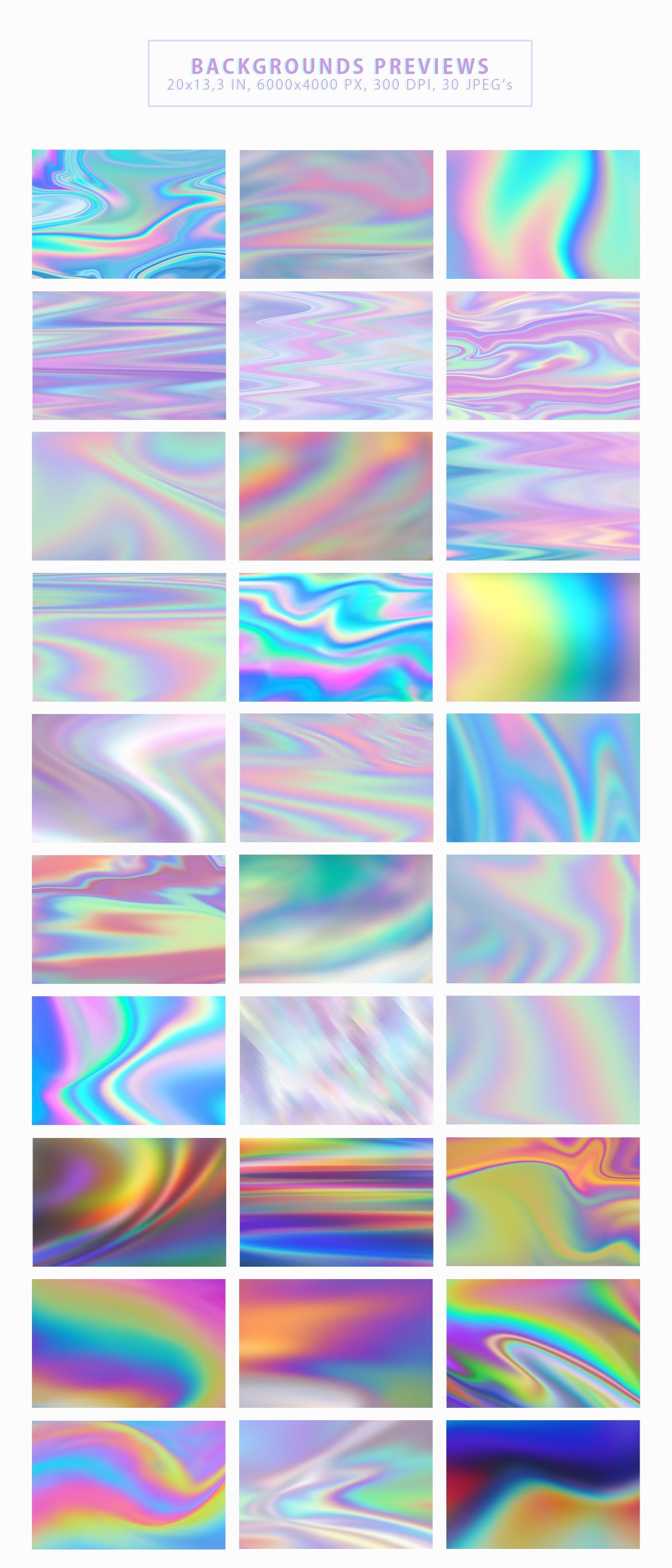 抽象彩虹色背景纹理套装 Iridescent Abstract Backgrounds_img_1