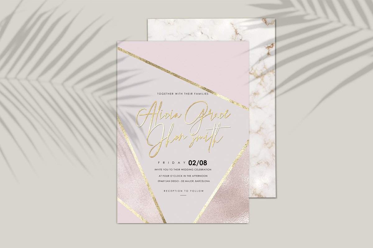 玫瑰金和海军蓝大理石背景纹理 Rose Marble Gold and Navy Blue Textures_img_1