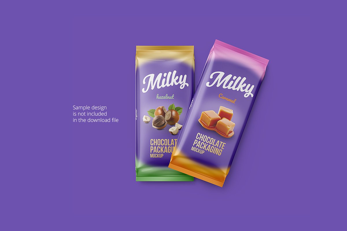 两个巧克力棒包装设计样机模板素材 Two Chocolate bar mockup_img_1