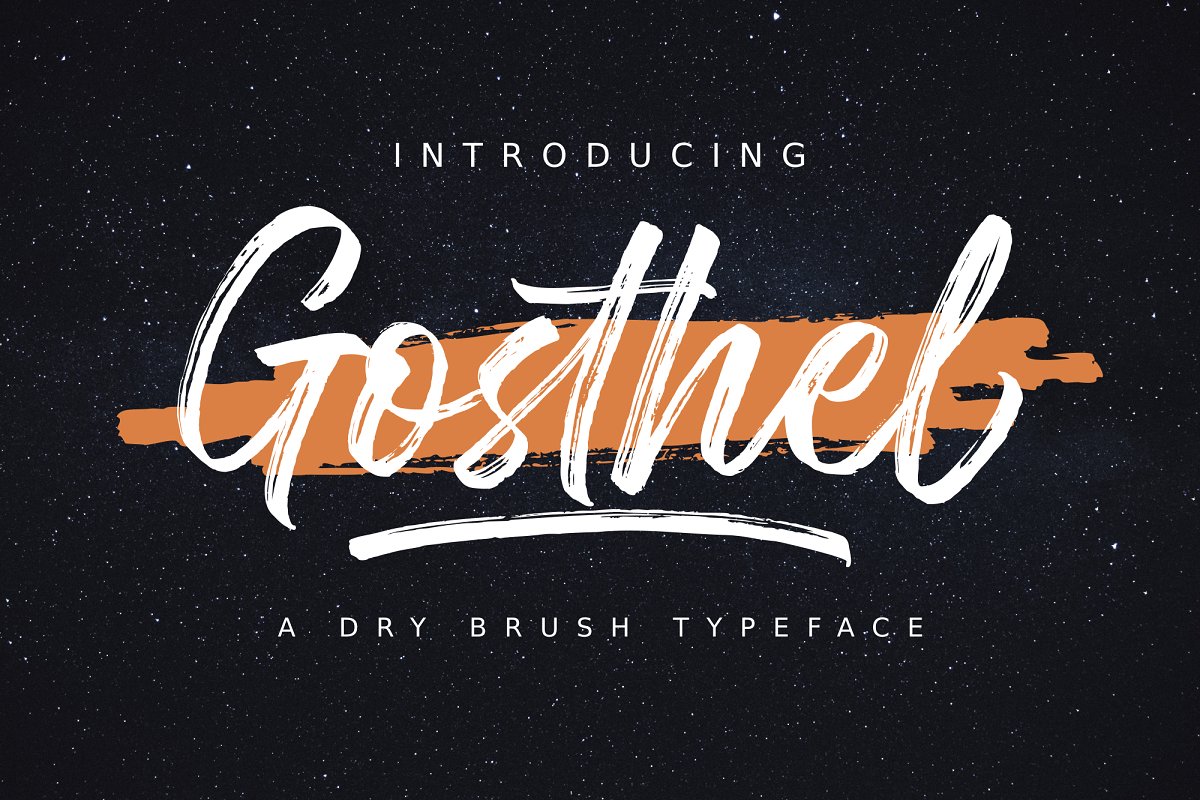 手写毛笔笔刷书法英文字体 Gosthel | Dry Brush Font_img_1