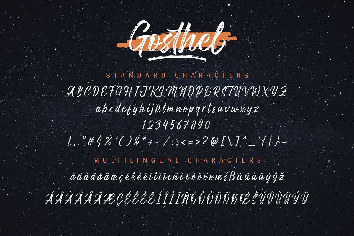 手写毛笔笔刷书法英文字体 Gosthel | Dry Brush Font_img_1