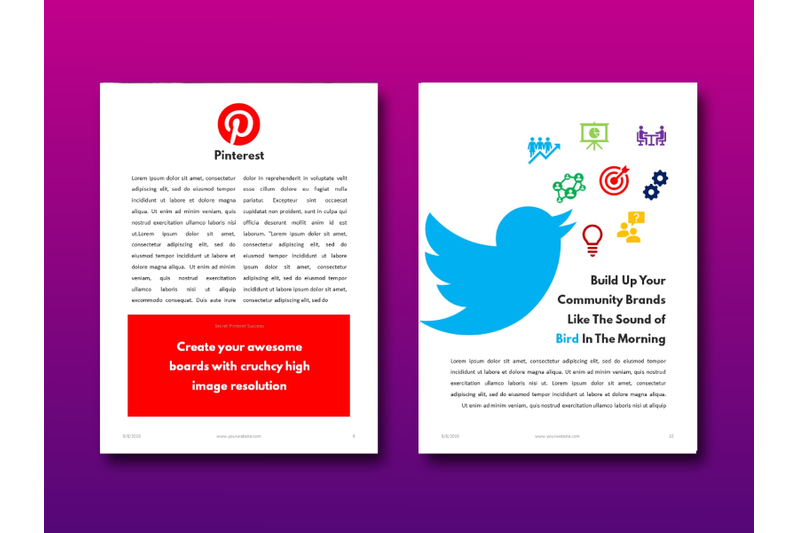 明亮简约品牌营销Instagram社交媒体素材包 Social Media Marketing eBook Template PowerPoint_img_1