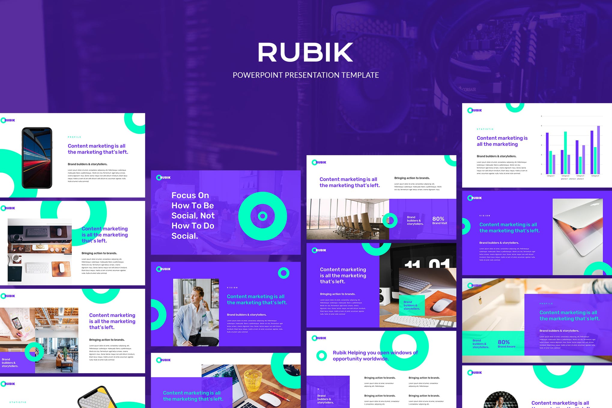 企业市场规划/商业市场分析报告PPT幻灯片文稿模板 Rubik - Powerpoint Template_img_1