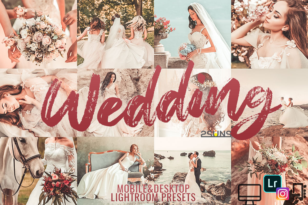 高亮婚礼摄影照片人像后期特效LR调色预设 5 Wedding Lightroom Presets, Bundle Lightroom Wedding Preset_img_1