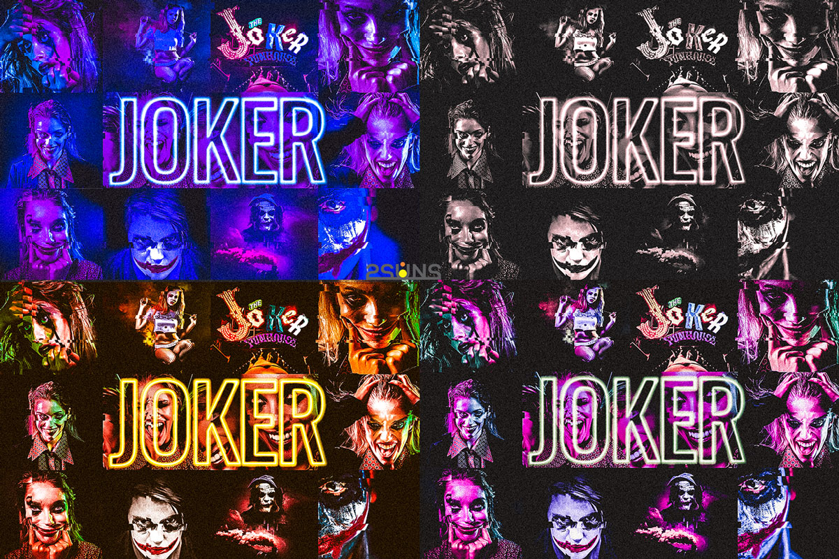 万圣节主题摄影照片人像霓虹灯处理效果LR预设素材 9 Joker presets, Halloween presets, horror scary lightroom_img_1