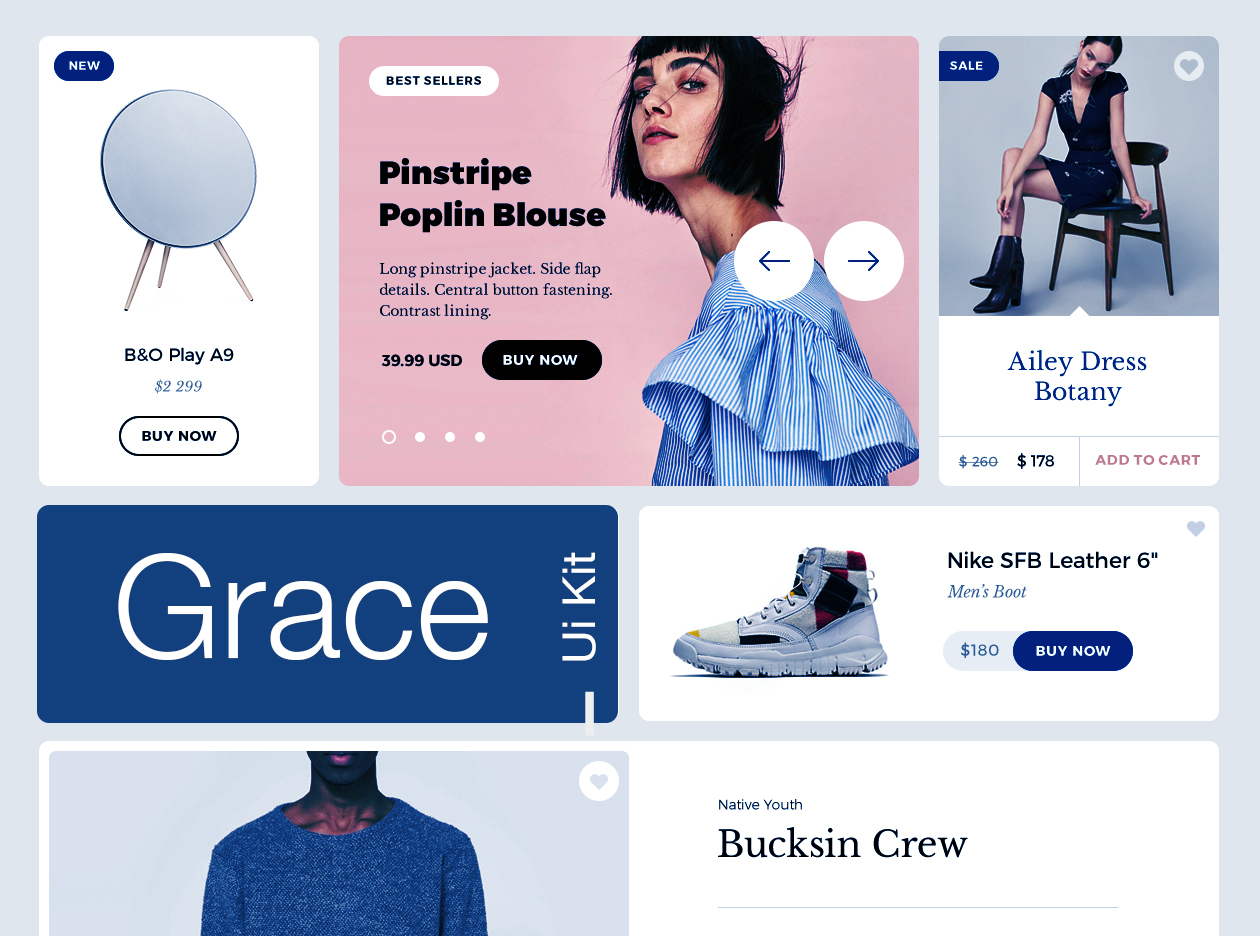 多功能电商/博客/音乐应用程序APP UI设计模板套件 Grace – Multi Purpose Ui Kit_img_1