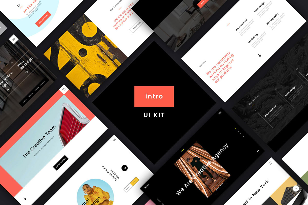 设计创意工作室网站设计UI模板素材包 Intro Ui Kit Template_img_1