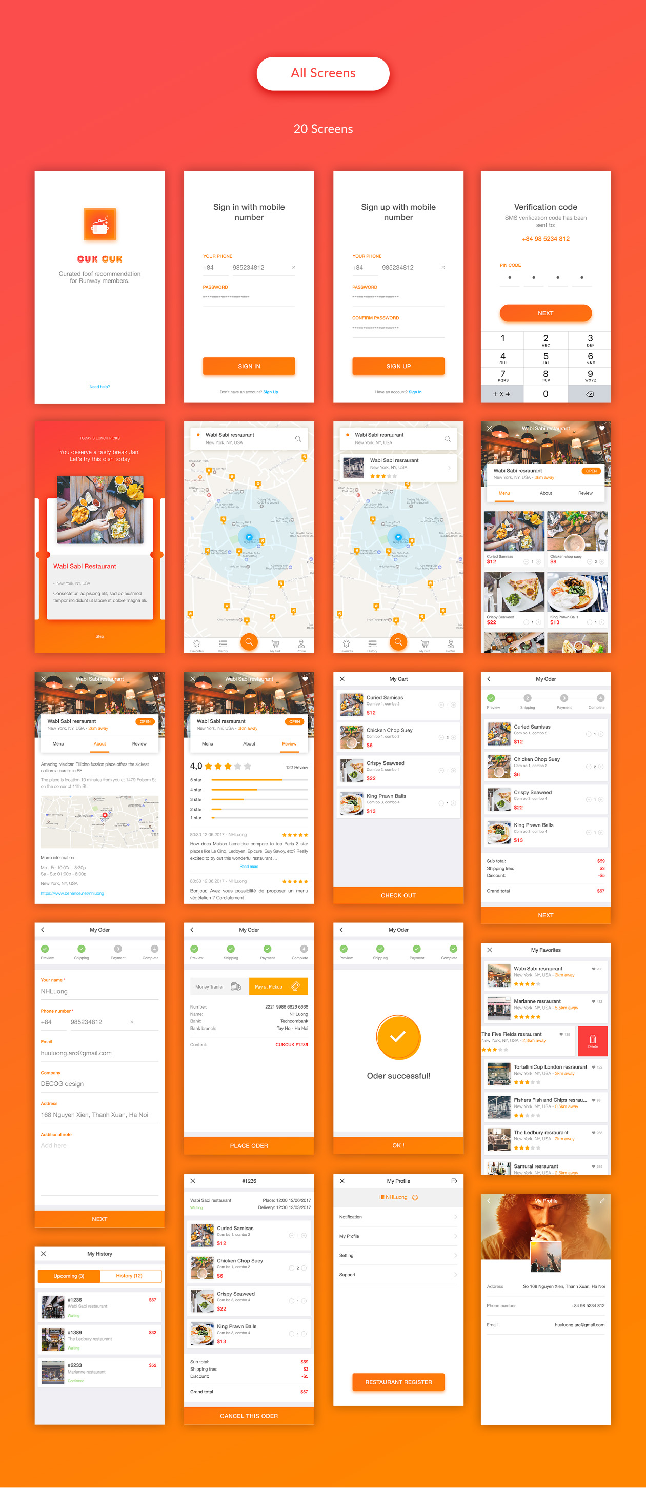 餐厅食物在线订餐应用程序外卖APP UI设计素材套件 Cook – Restaurant Application Ui Kit_img_1