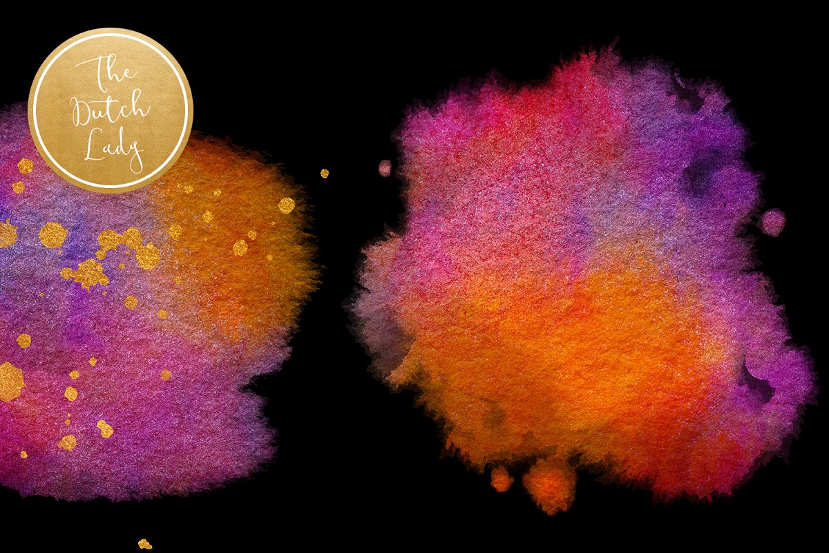 带有金星水墨水彩剪贴画素材包 Fuzzy Ink Stain Clipart Set_img_1