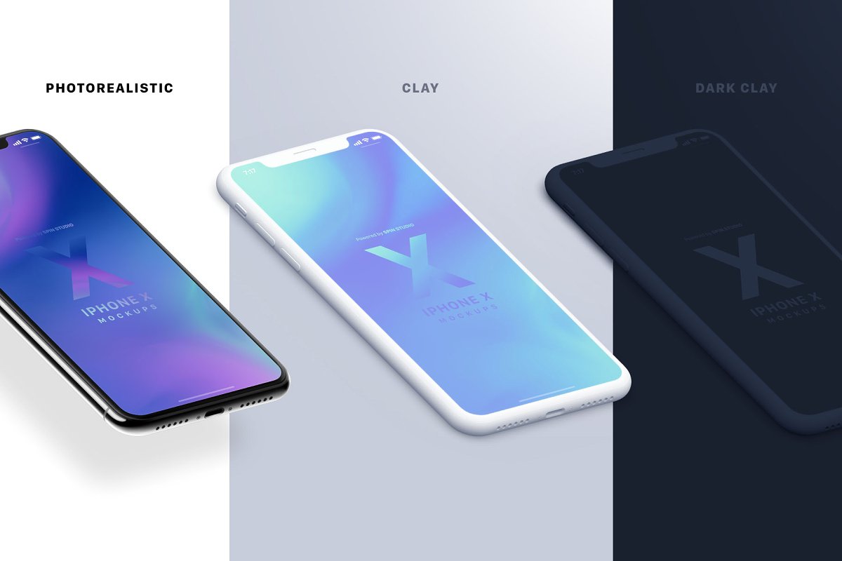 22款带有阴影iPhone X苹果手机UI设计展示样机模板 22 iPhone X Mockups (PSD, Sketch)_img_1