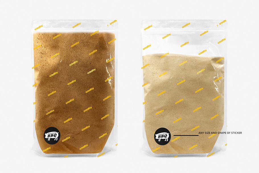 半透明食品自封塑料袋设计样机模板 Zip Lock Plastic Bag Mockup Set_img_1