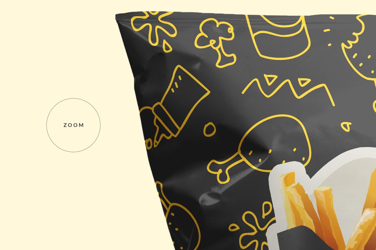 铝箔薯片零食&膨化食品包装袋设计样机展示模型 Foil Snack Bag Packaging Mockup_img_1