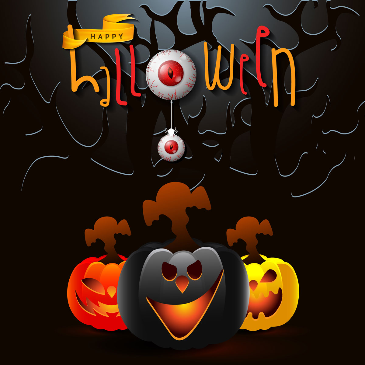 欢快万圣节元素手绘矢量插画海报设计素材合集 Happy Halloween Holiday Illustration Collection_img_1