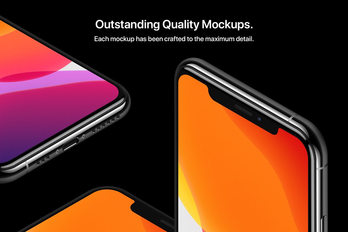 高品质iPhone 11 Pro苹果智能手机UI设计屏幕展示样机 Phone 11 Pro - 20 Mockups Scenes_img_1