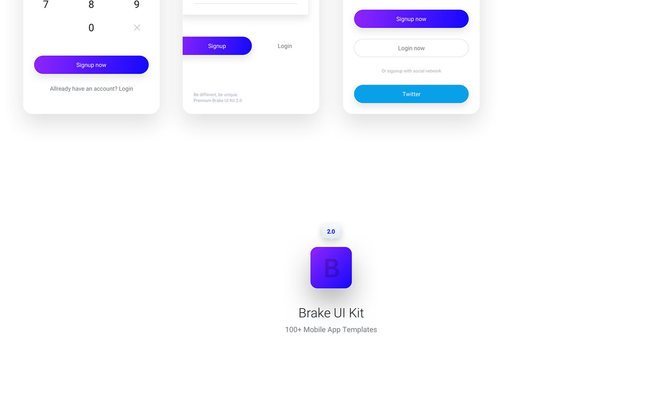 多功能社交视频音乐电商应用程序iOS APP UI设计套件包 Brake UI Kit 2.0_img_1