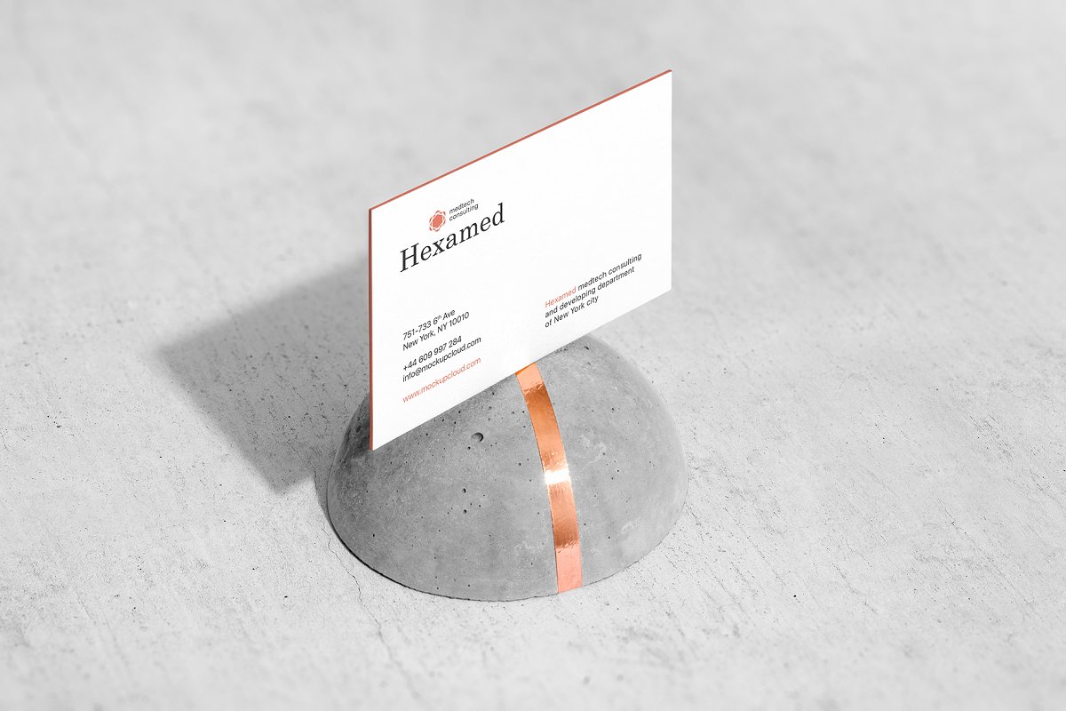 带有混凝土元素品牌VI设计效果预览办公用品套装样机模板 Hexamed Branding Mockup_img_1