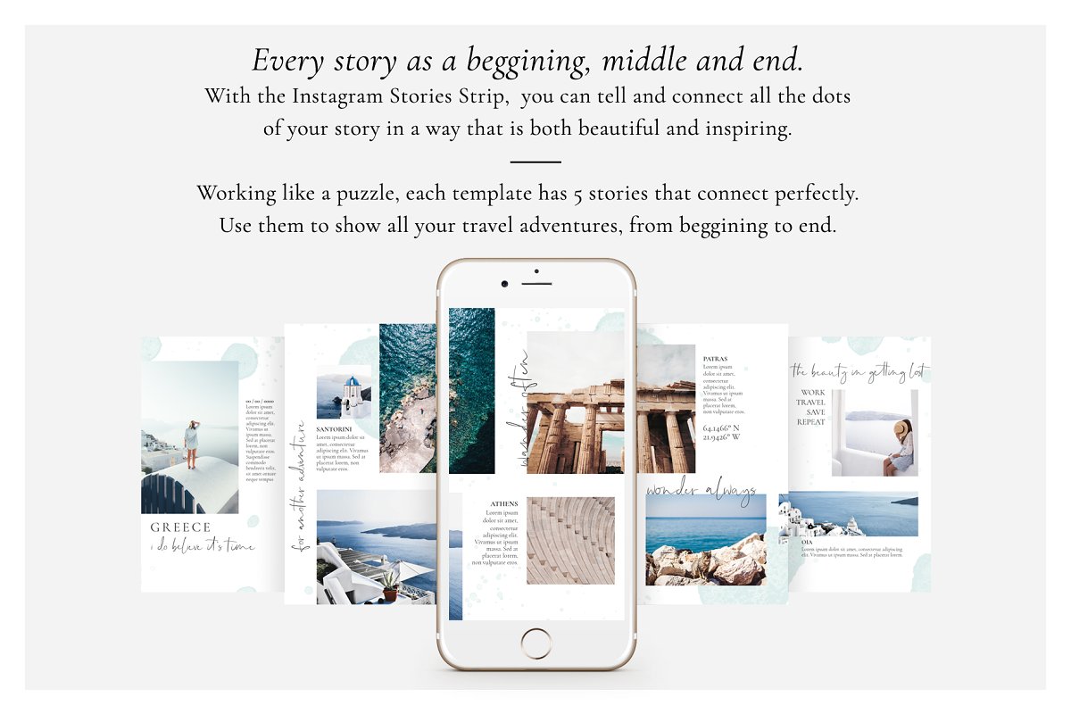 旅行摄影社交推广Instagram文章贴图设计模板 Wanderlust Instagram Stories Strip_img_1
