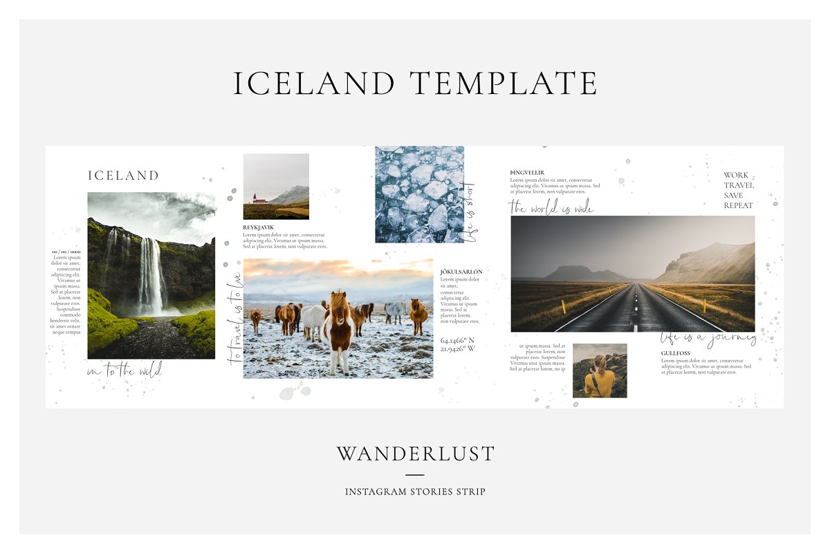 旅行摄影社交推广Instagram文章贴图设计模板 Wanderlust Instagram Stories Strip_img_1