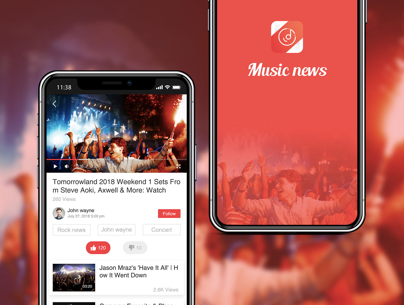 扁平化音乐新闻热点应用程序软件APP UI设计套件 Music News UI Kit 1 35 PREVIEW_img_1