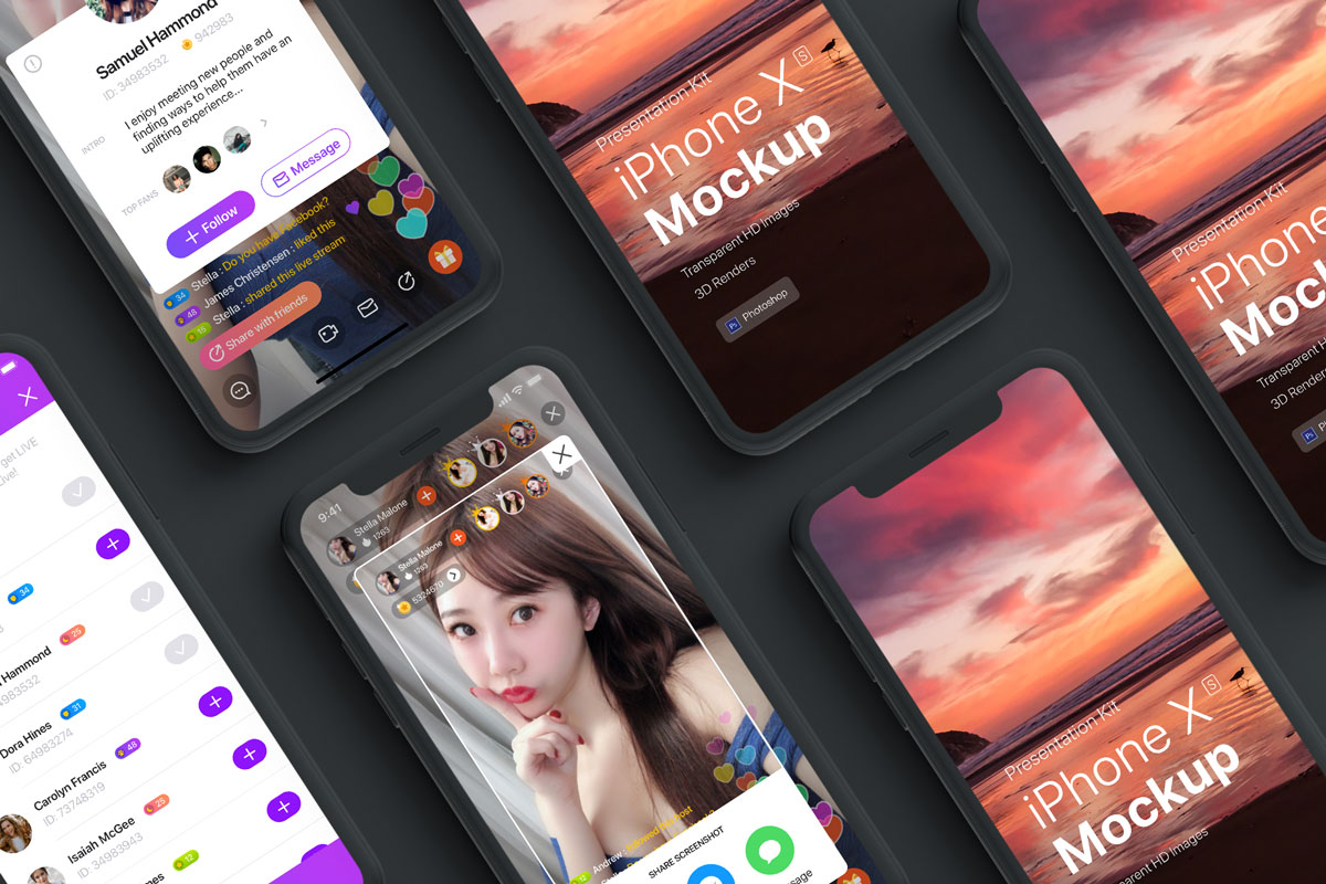 iPhone X智能手机UI设计多屏幕展示样机2 Presentation Kit - iPhone showcase Mockup 2 PSD_img_1