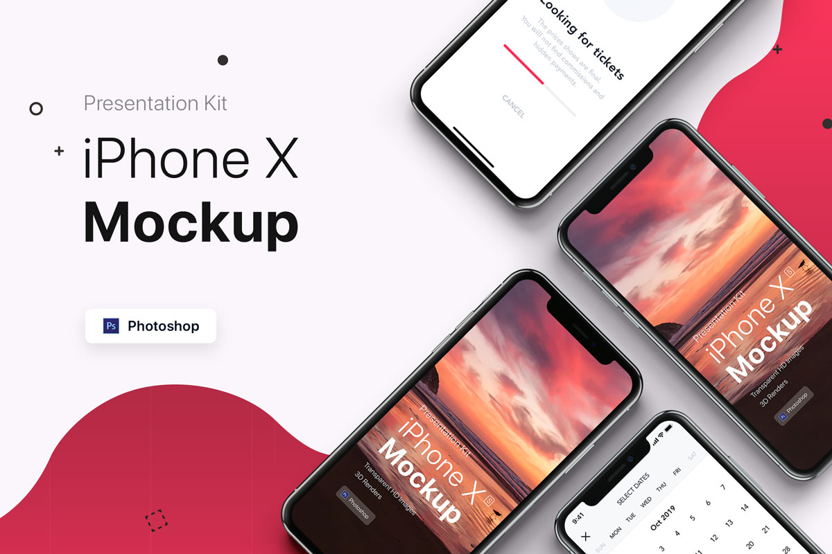 iPhone X智能手机UI设计多屏幕展示样机3 Presentation Kit - iPhone showcase Mockup 3 PSD_img_1