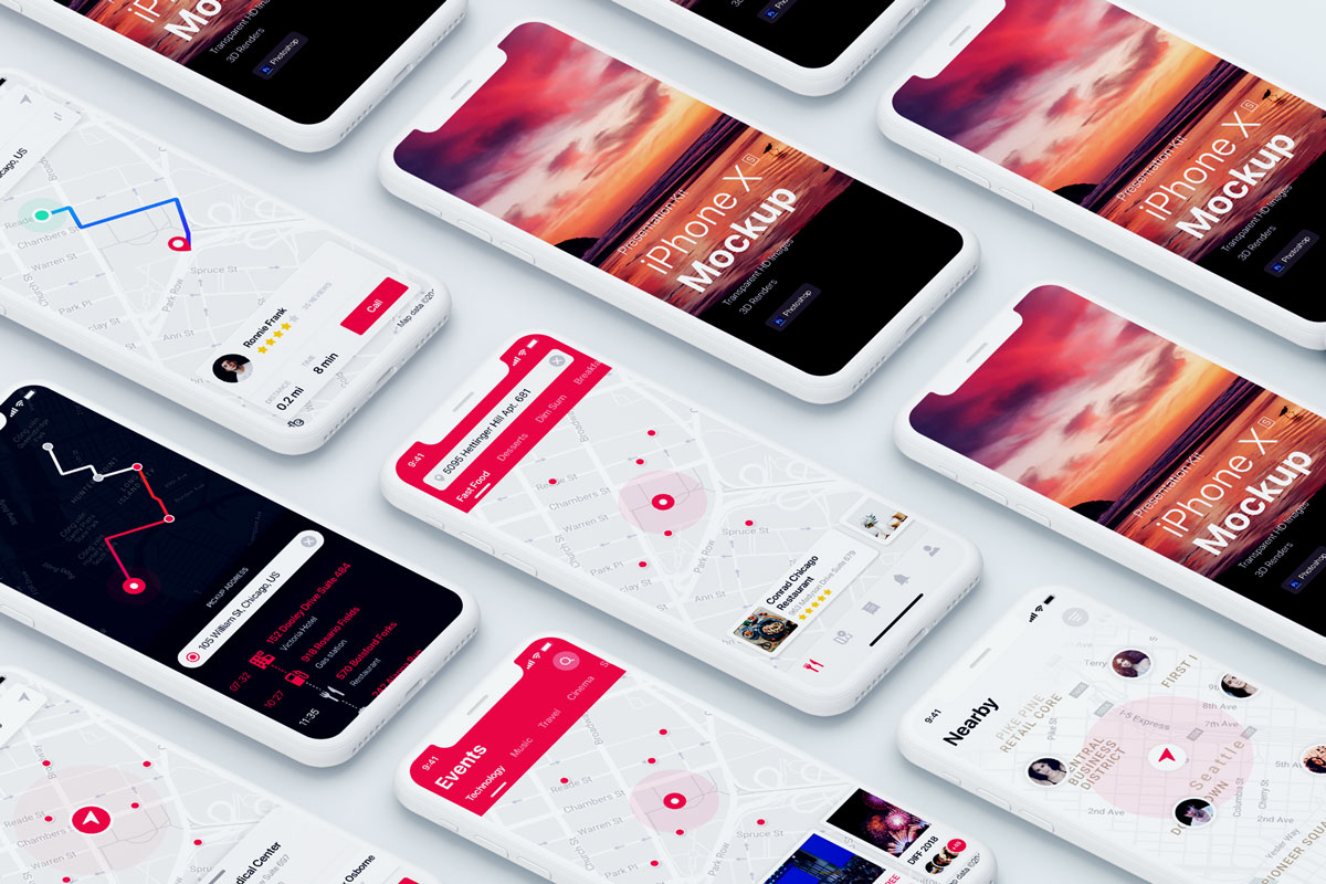 iPhone X智能手机UI设计多屏幕展示样机 Presentation Kit - iPhone showcase Mockup PSD_img_1