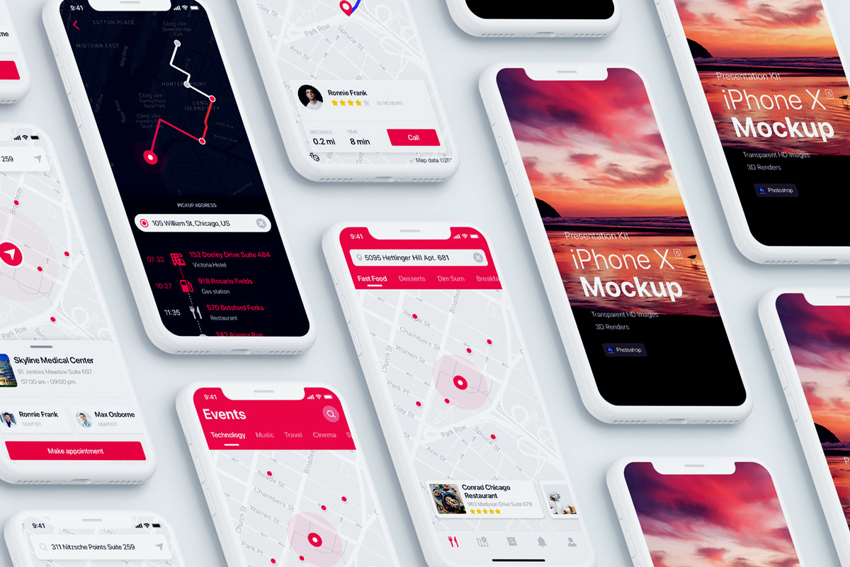 iPhone X智能手机UI设计多屏幕展示样机 Presentation Kit - iPhone showcase Mockup PSD_img_1