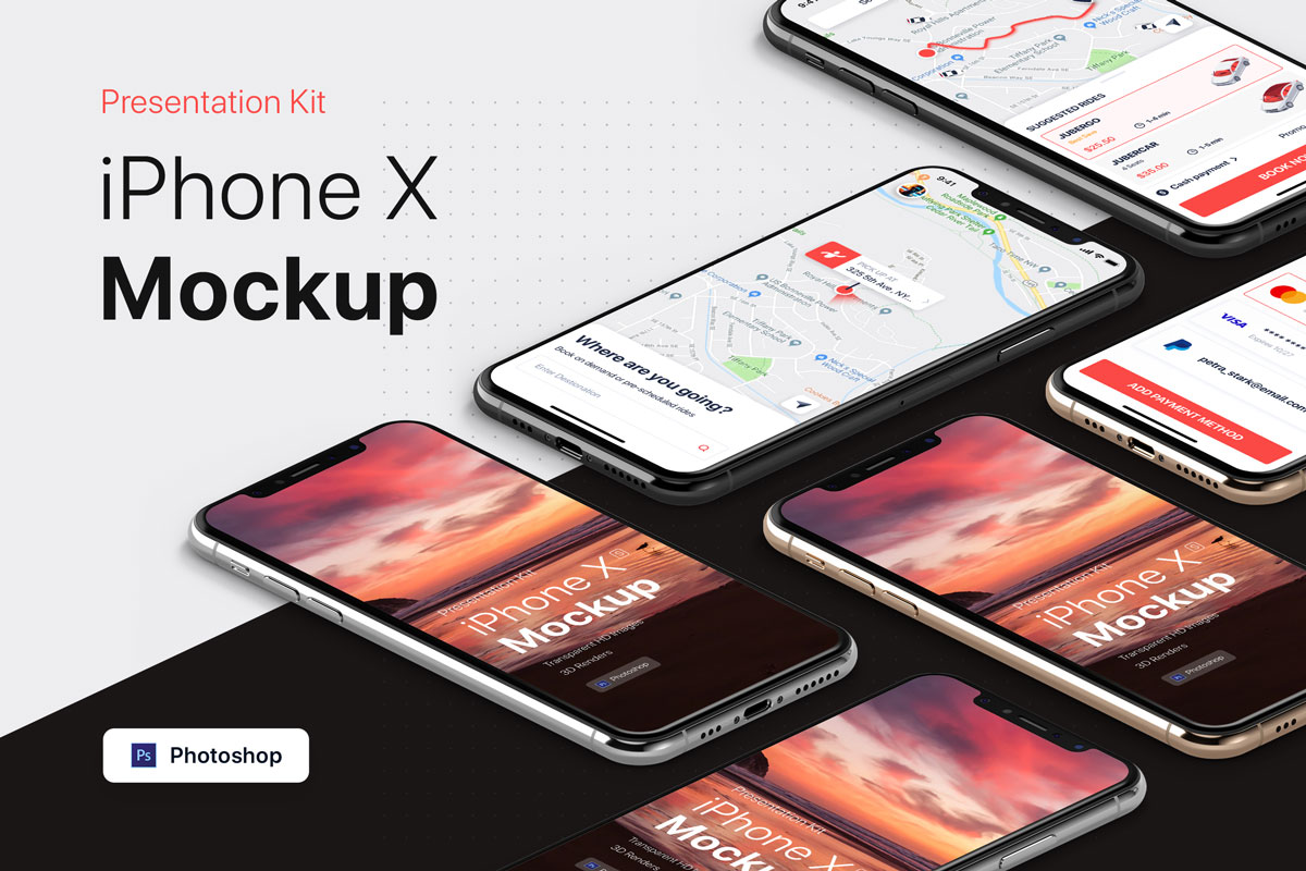 iPhone X智能手机UI设计多屏幕展示样机3 Presentation Kit - iPhone showcase Mockup 3 PSD_img_1