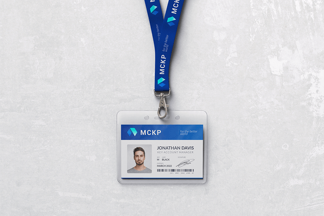 横版式挂绳工牌工作证样机PSD模板 Lanyard / Name Tag Badge MockUp_img_1