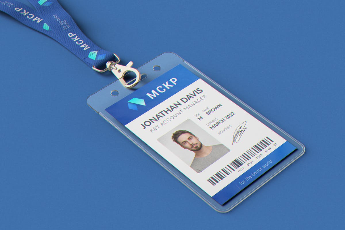 竖式挂绳工牌工作证样机PSD模板 Lanyard / ID Card Holder MockUp_img_1