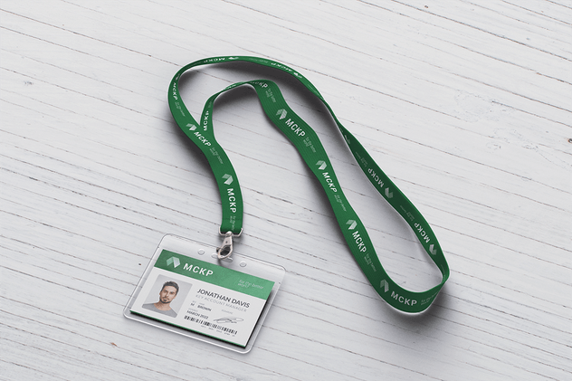 横版式挂绳工牌工作证样机PSD模板 Lanyard / Name Tag Badge MockUp_img_1