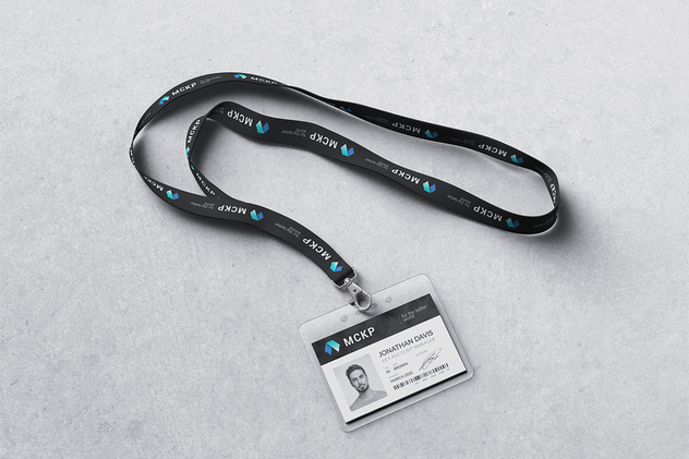 横版式挂绳工牌工作证样机PSD模板 Lanyard / Name Tag Badge MockUp_img_1