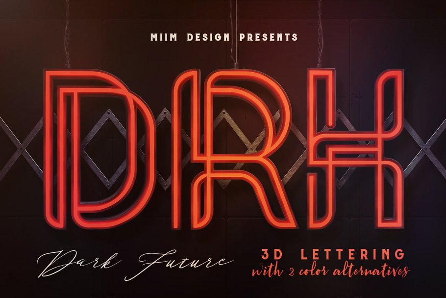 逼真未来派工业感3D文字效果图案设计素材套装 Dark Future - 3D Lettering_img_1