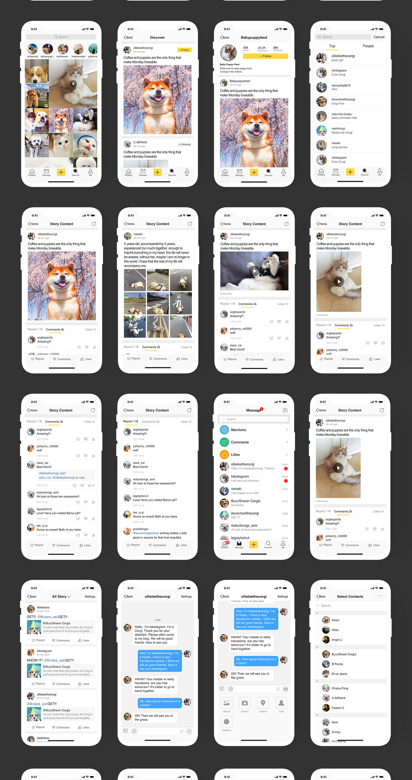 宠物社交应用程序iOS软件APP UI设计套件 Pet Story UI Kit_img_1