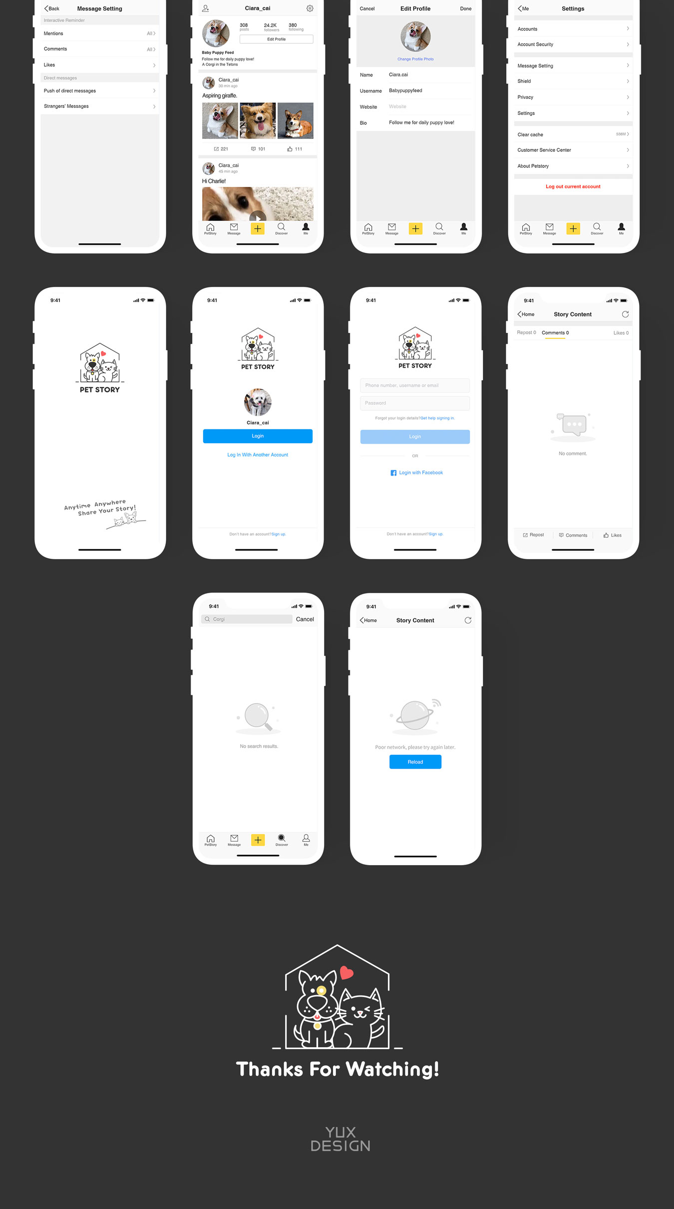 宠物社交应用程序iOS软件APP UI设计套件 Pet Story UI Kit_img_1