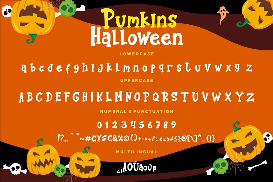 有趣和欢乐的万圣节粗体字体 Pumkins Halloween_img_1