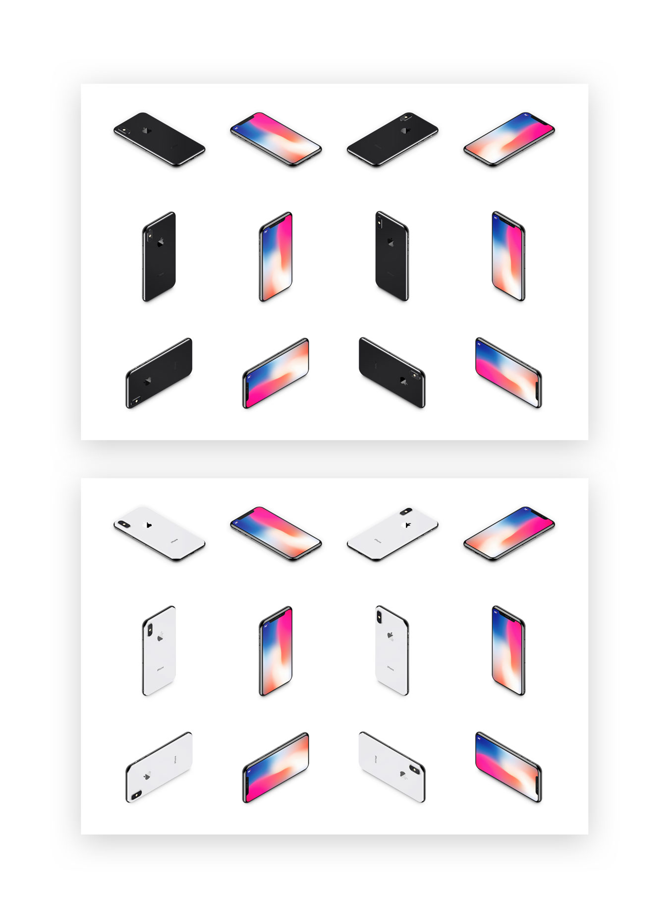 24个高分辨率UI设计等距iPhone X展示样机 24 Isometric iPhone X_img_1