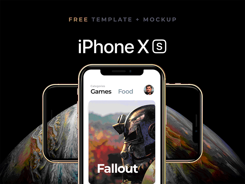 应用程序设计iPhone XS展示样机Sketch模板 iPhone XS Mockup and Template_img_1