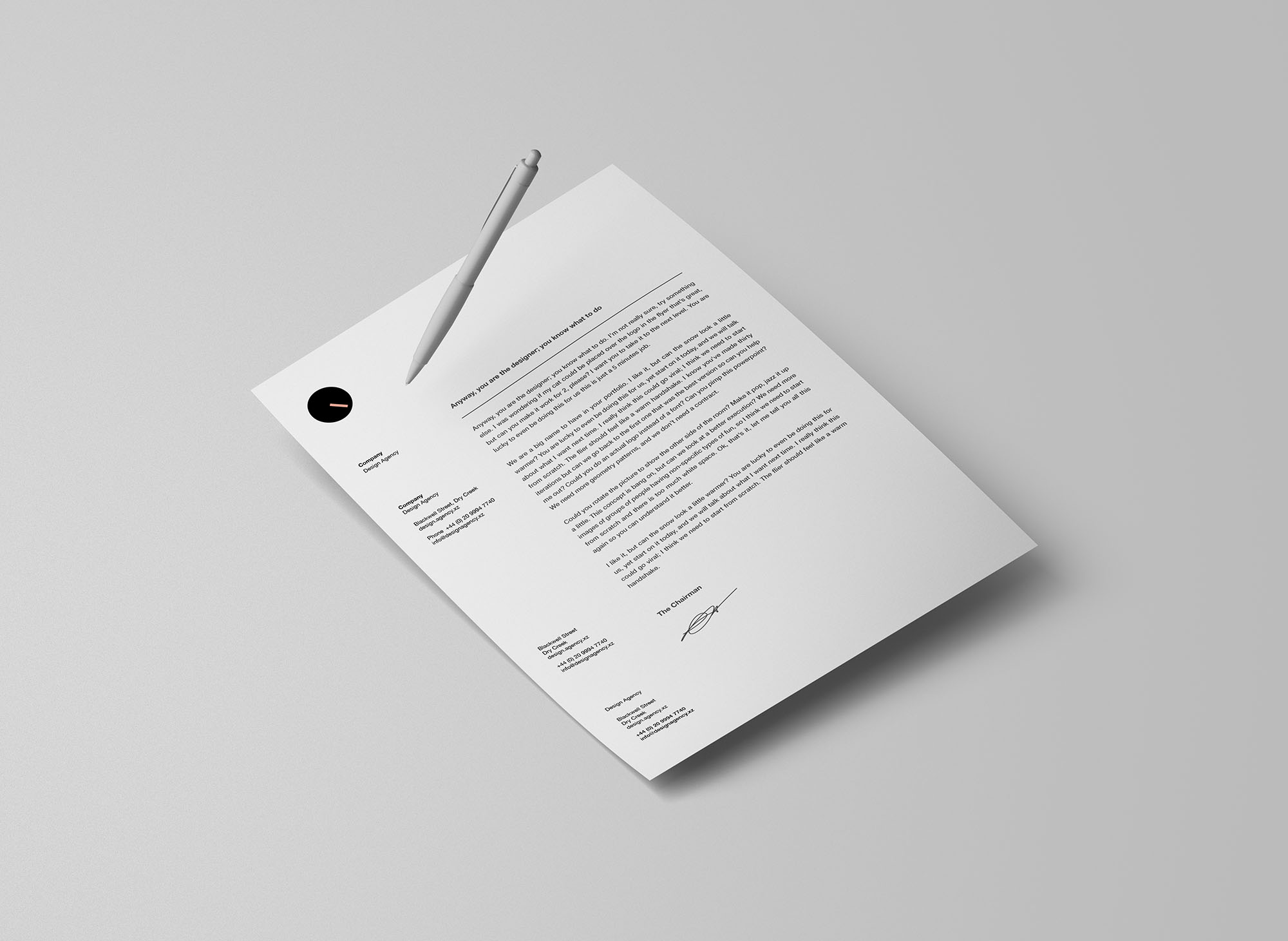 简单浮动笔的信笺样机PSD模板 PSD Letterhead Mockup_img_1