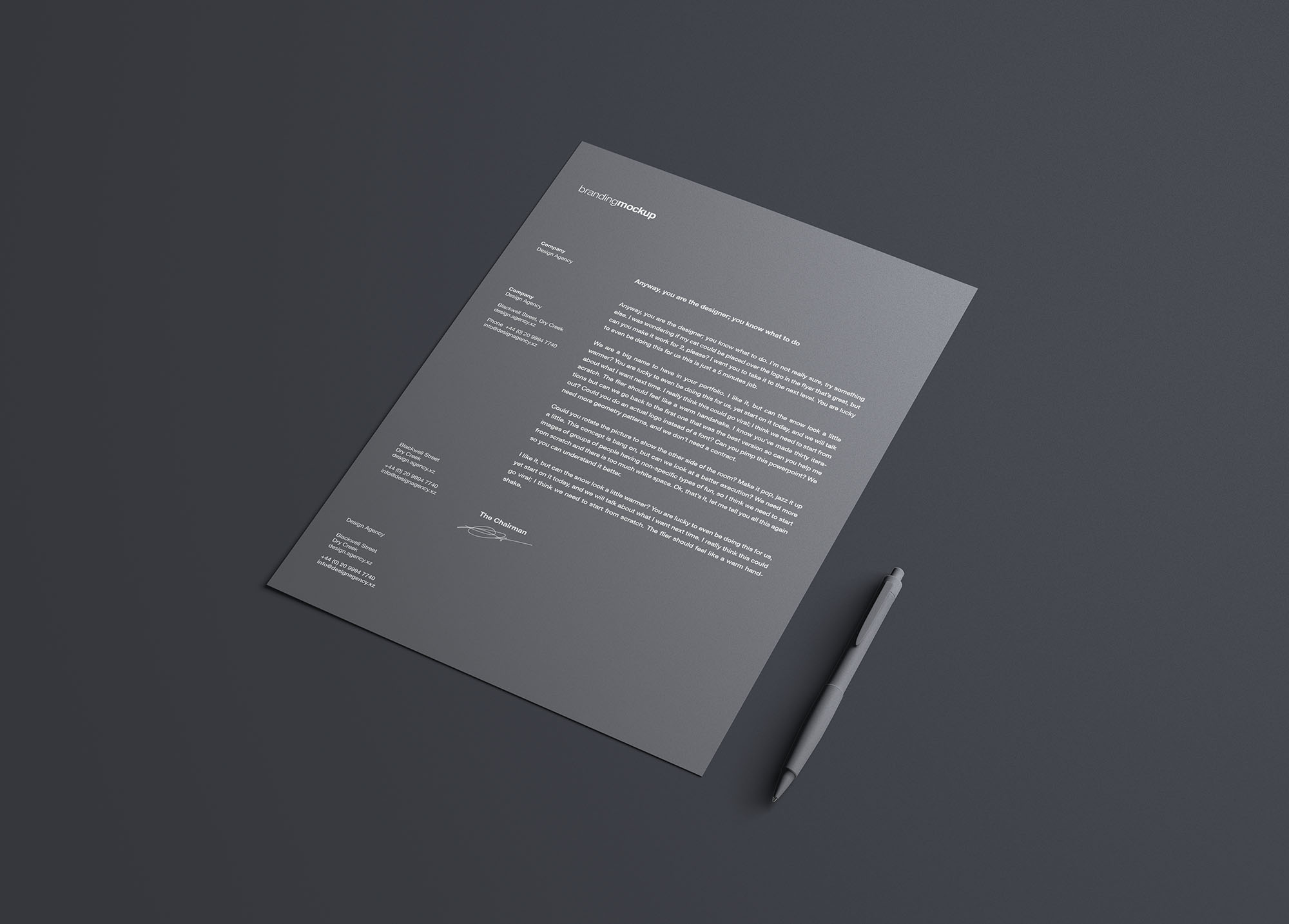 简约的标志设计黑色信纸展示样机PSD模板 Simple Letterhead Mockup_img_1