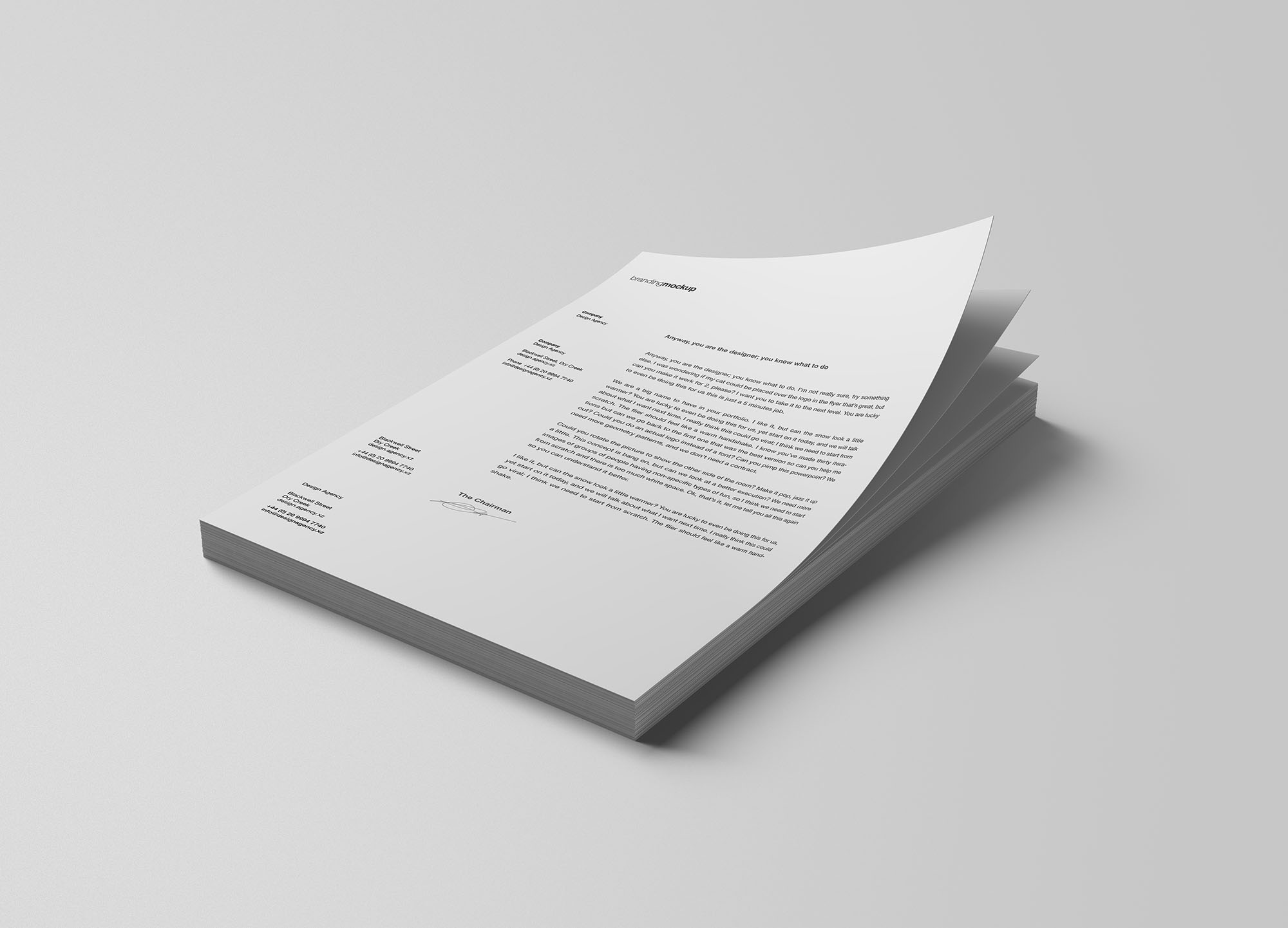 标志设计堆积的信头信纸展示样机 Stacked Letterheads Mockup_img_1