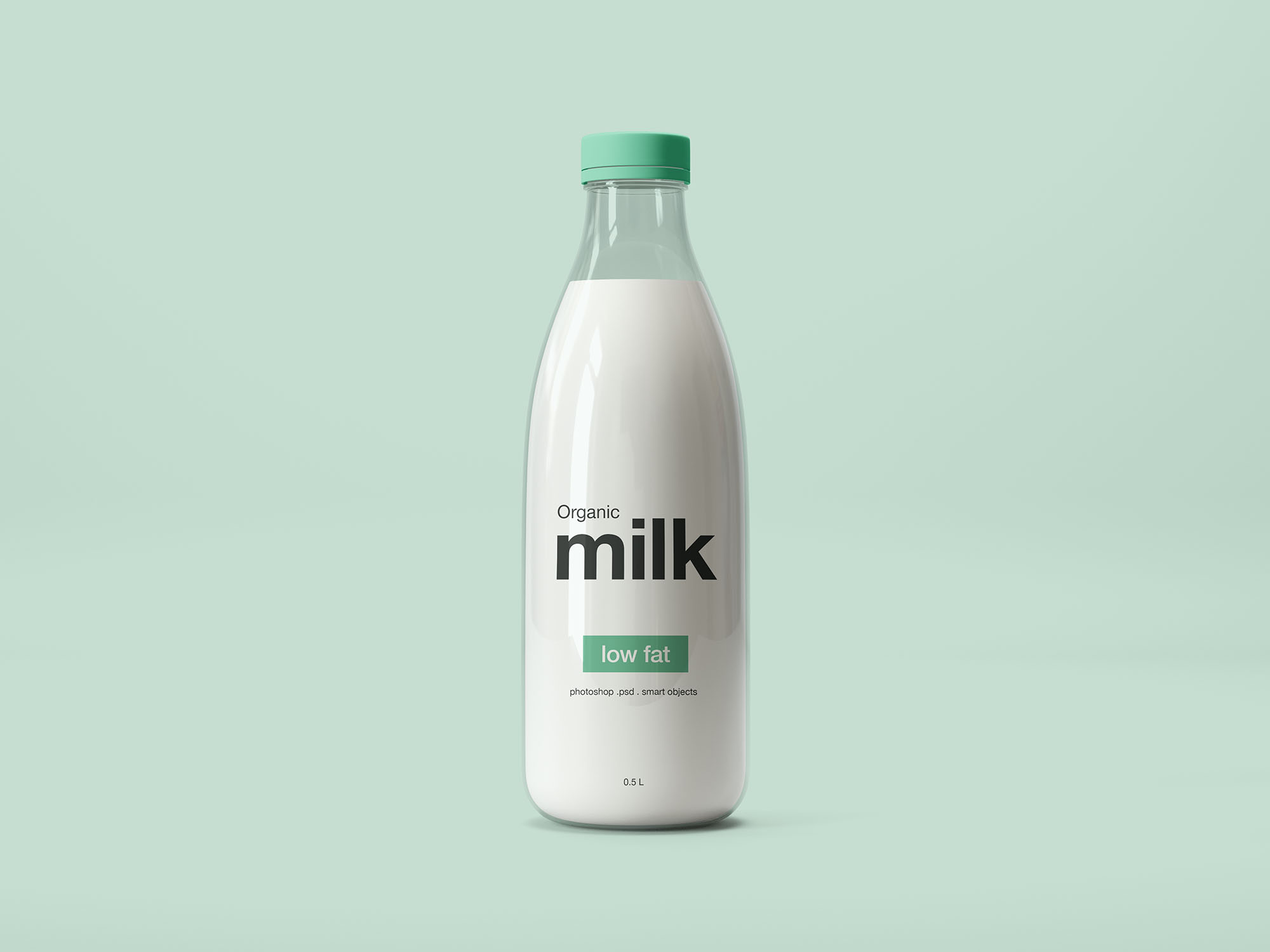 精美的牛奶玻璃瓶样机PSD模板 Milk Glass Bottle Mockup_img_1