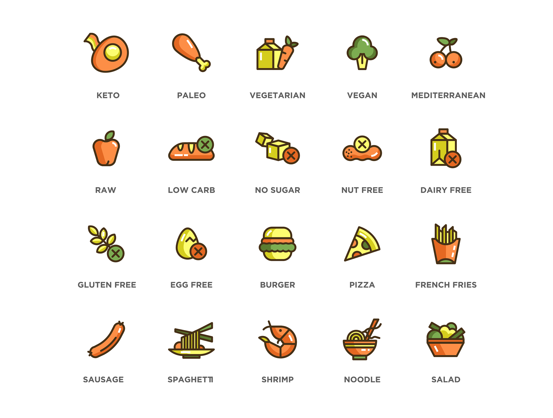 100款食物和饮料矢量图标 100 Food & Drinks Icons_img_1