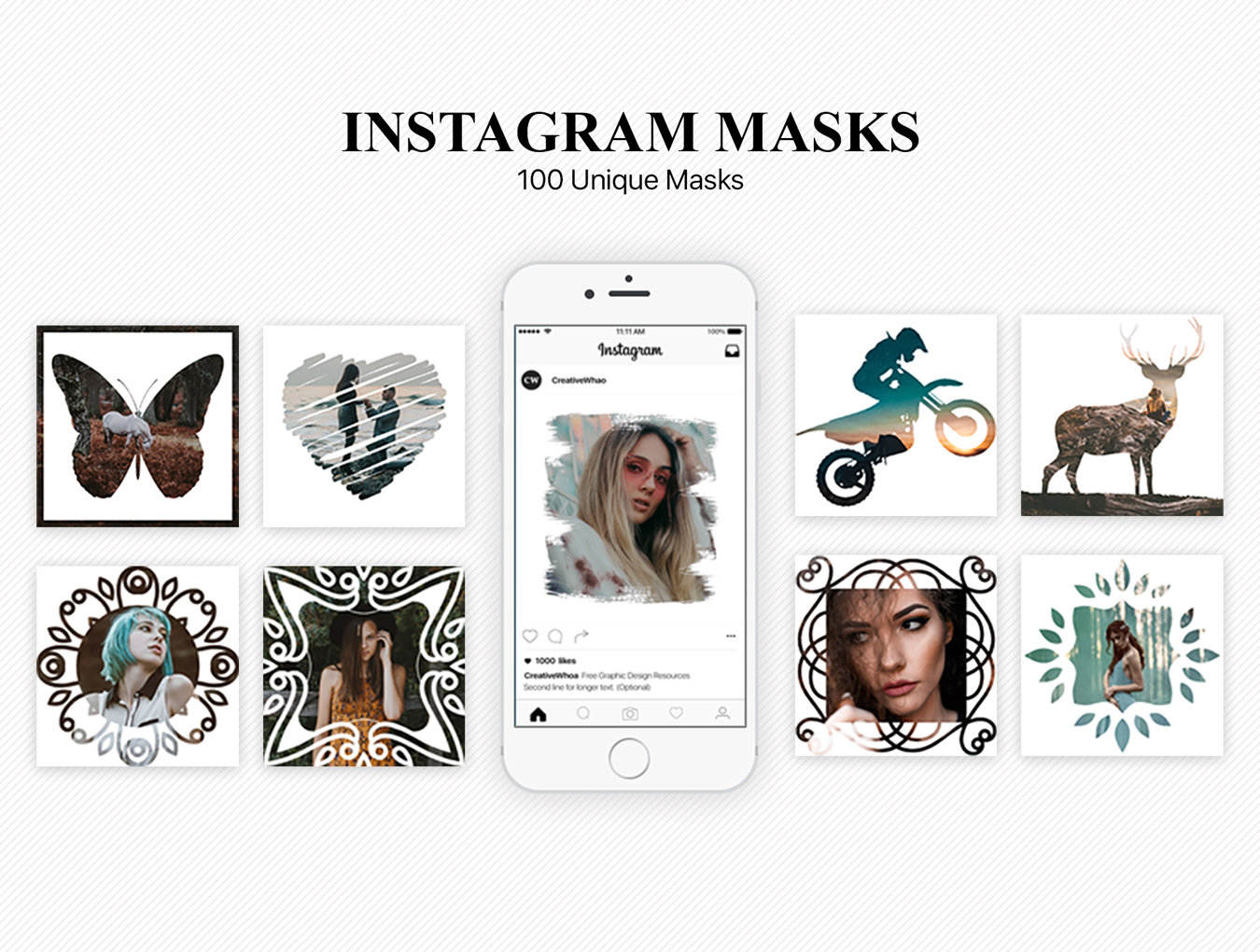 100个多功能Instagram模板边框套件 100 Instagram Masks_img_1